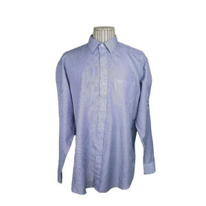 Nautica Button  Down Dress Shirt, White Blue Stripes Business, Office, Work